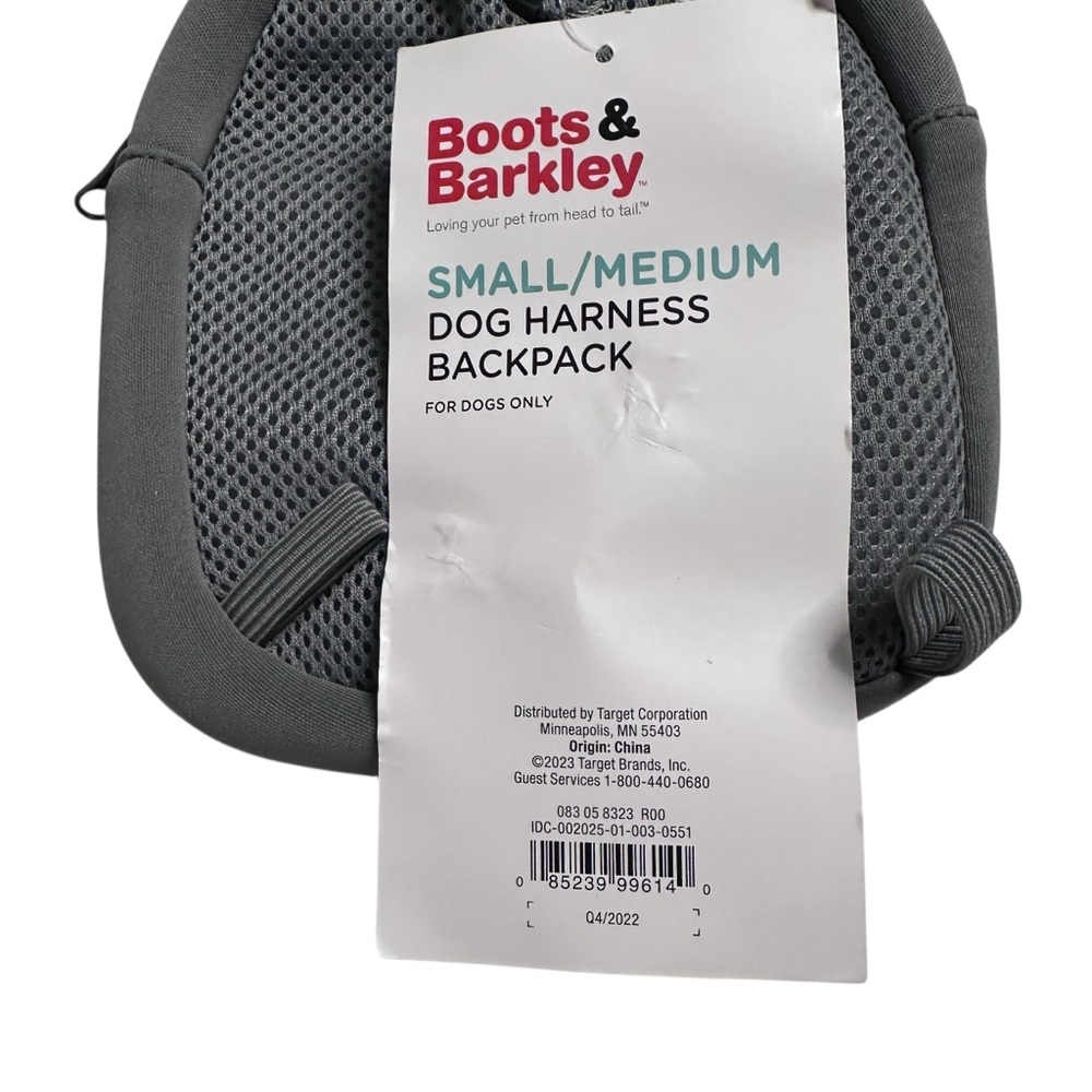 Boots & Barkley Gray Dog Harness  Backpack small‎ / medium